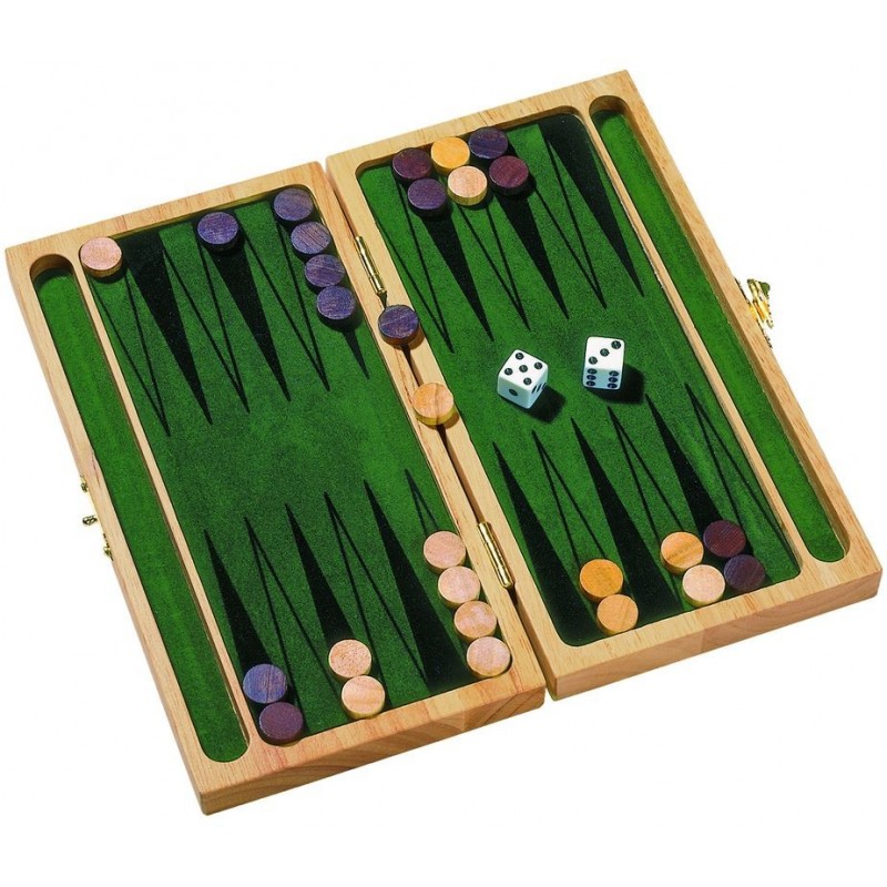 Backgammon portable et voyage avec des pièces de jeu en bois et des accessoires,15 Inch Jeu de stratégie de conseil classique Ensemble de cartes Backgammon Wood Backgammon pour adultes et enfants 