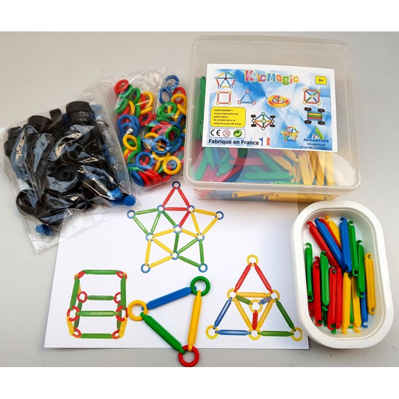 Klic Magic Maxi - Jeu de construction avec des barrettes, des anneaux et des roues qui se 