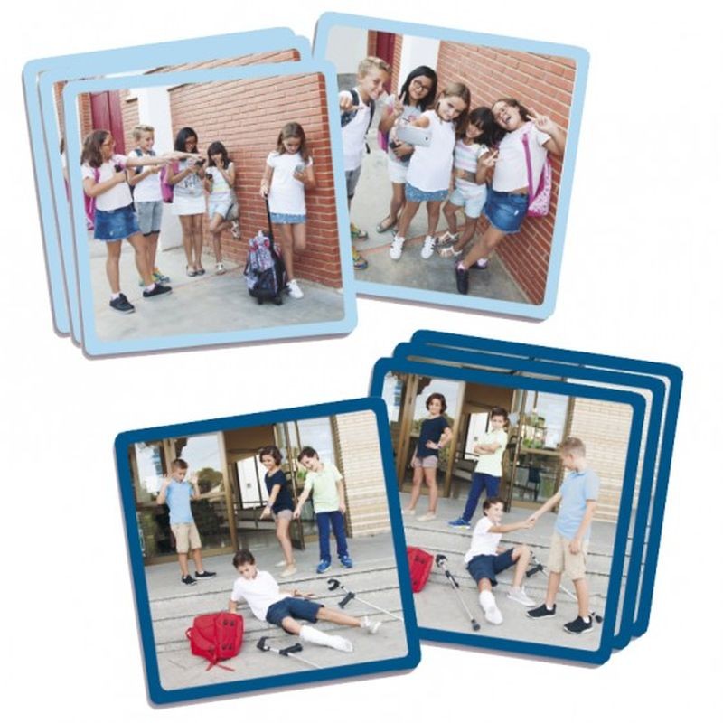 Eduquer contre le harcèlement scolaire - Ensemble de cinq séquences photos illustrant le harcèlement scolaire - AKROS