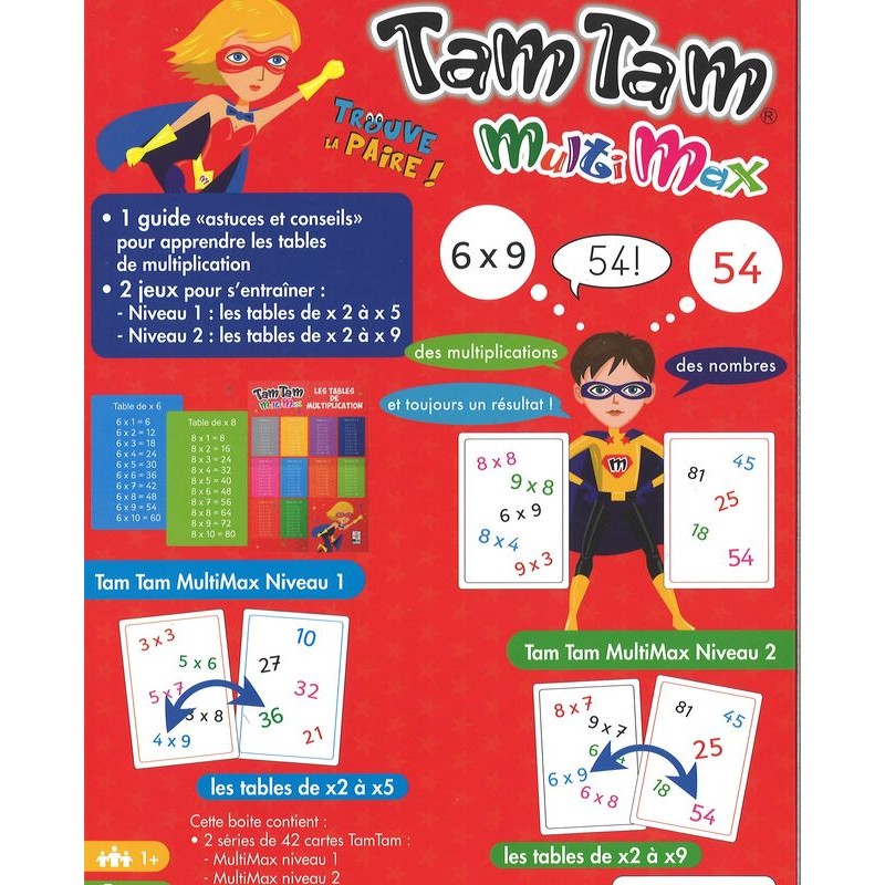Tam tam Multimax - Coffret Multiplication - 2 jeux pour apprendre et réviser les tables de multiplication.