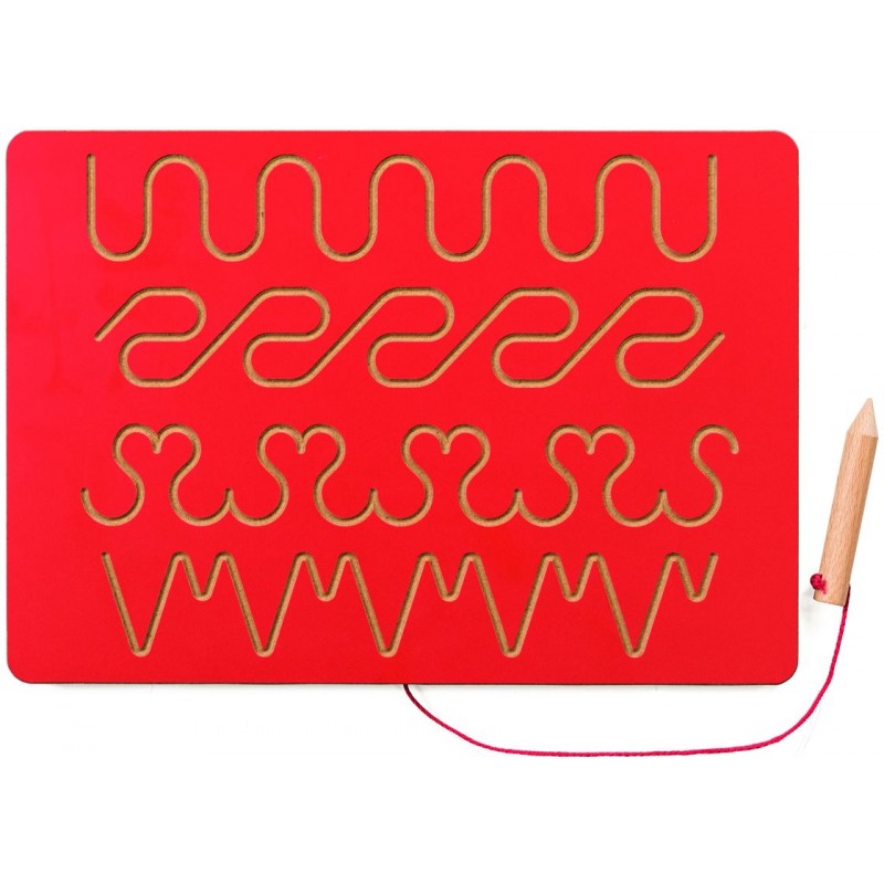 Tablette D Ecriture 3 Rouge Tablette En Bois Pour Apprendre A Ecrire Les Lignes Les Courbes Et Les Boucles
