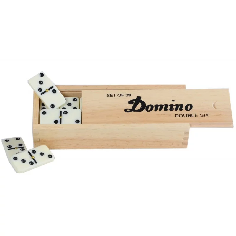 Domino dans un coffret en bois