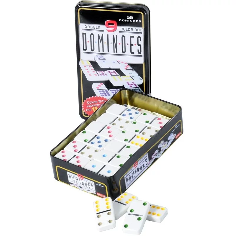 Dominos 1 à 9 dans une boîte en fer