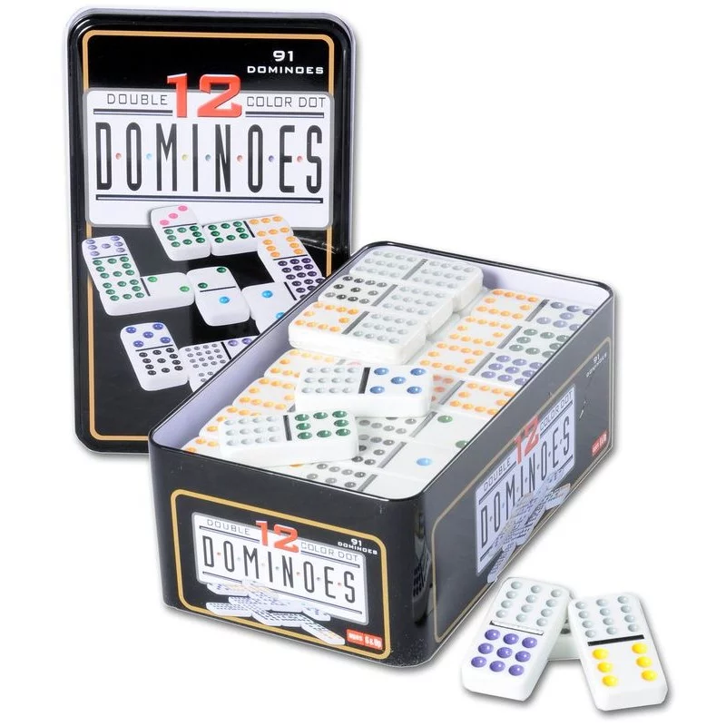 Dominos 1 à 12 dans une boîte en fer