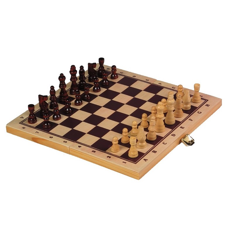 Jeu d'Échecs en bois 18cm - Coffret pliable : Chez