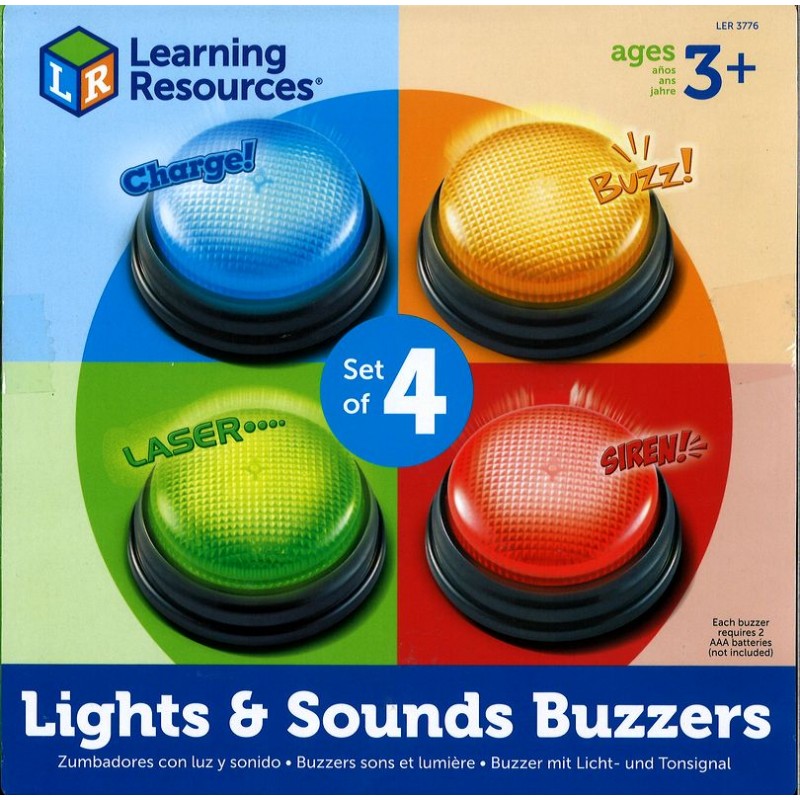 Buzzer sonore et Lumineux Bouton Parlant enregistrable avec Fonction LED Lot de 4 Orange+Bleu+Vert+Rose Décoration de la Maternelle 