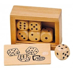 Boîte de 6 dés en bois