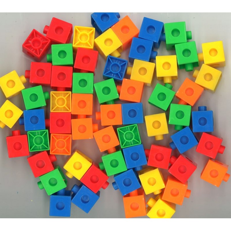 Lot De 100 Cubes à Emboîter Bicolores Rouge/Bleu 1,7 Cm - Idéal Maths, Rééducation Et Jeux Créatifs