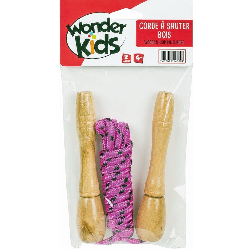 Qcdou Corde à Sauter Enfant Et Adulte – Bois, 260 Cm Réglable, Effet Arc-en-ciel, Pour 5-12 Ans