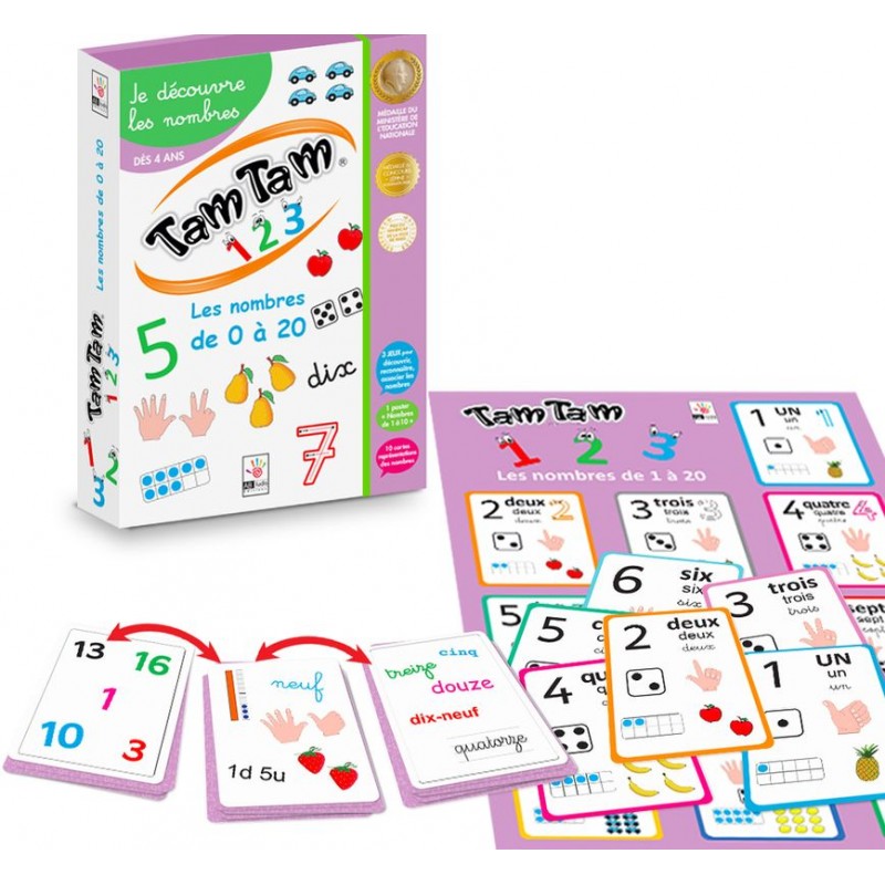 Tam Tam Coffret 1 2 3 - AbLudis - 3 jeux pour découvrir, reconnaître et associer les nombres de 1 à 20.
