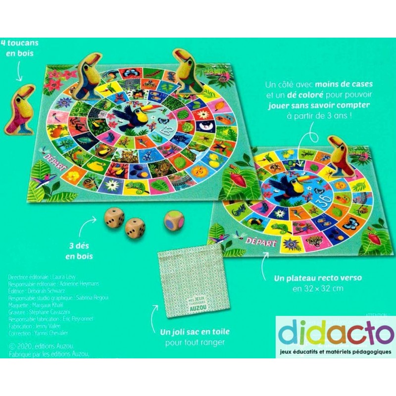 Jeu De L Oie Au Coeur De La Jungle Auzou Un Plateau Reversible Pour 2 Jeux De L Oie