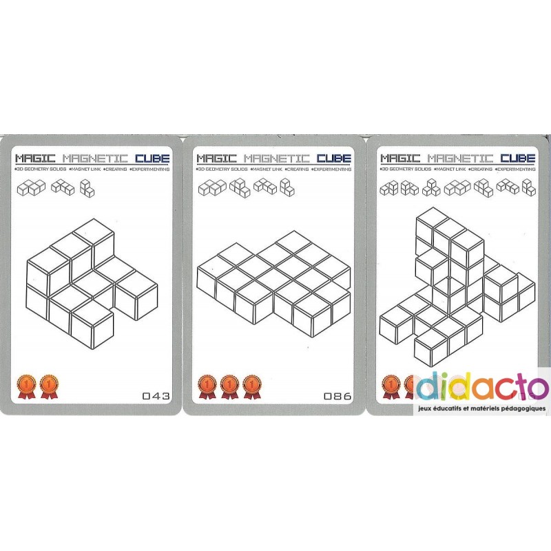 Blocs de construction magnétiques 7 pièces magnétiques 3D transparentes et une carte avec 108 défis à construire. un jeu de concentration et d'acuité mentale JUEGACONMIGO Magic Magnetic Cube