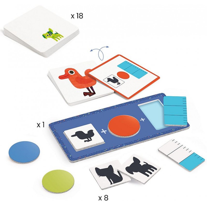 Jeu de reconnaissance des critères forme, couleur et taille.