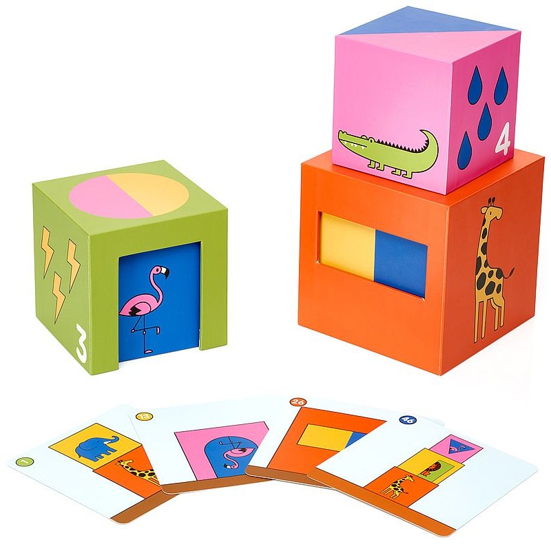 Jeu de manipulation et de logique à base de gros cubes pour les plus jeunes.