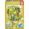 Animaux sauvages - 4 puzzles progressifs