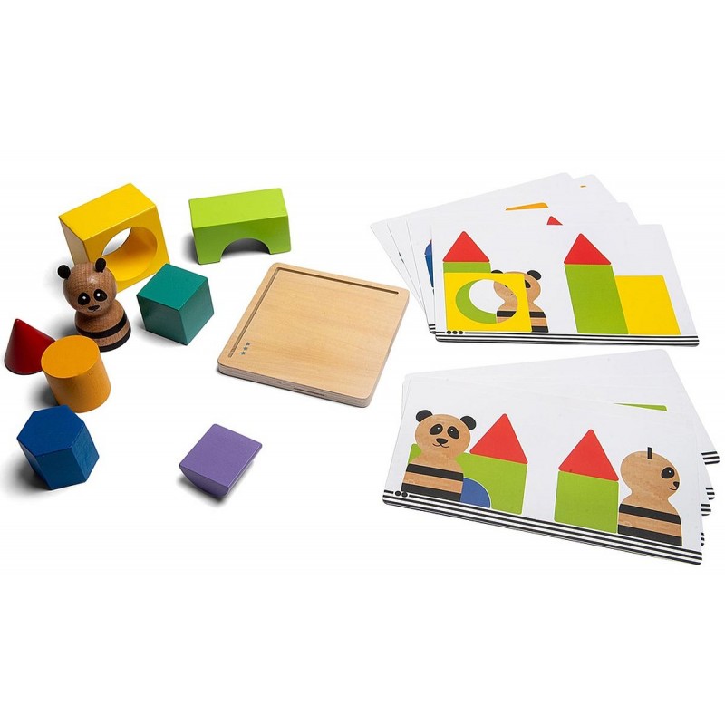 Jeu de logique en bois et en 3D pour  reproduire la mise en situation du panda.