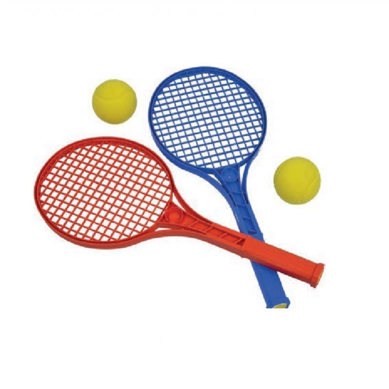Lot de 4 raquettes avec balles - 4 petites raquettes multi jeux avec 4 balles en mousse.