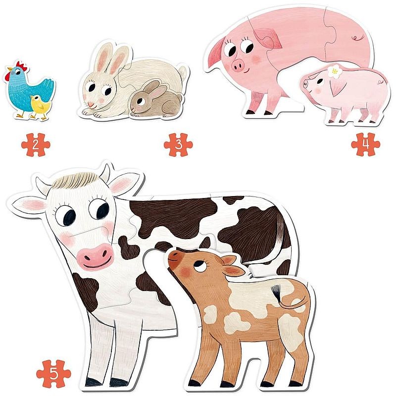 Coffret de 6 puzzles XXL de 3 et 4 pièces sur le thème des animaux