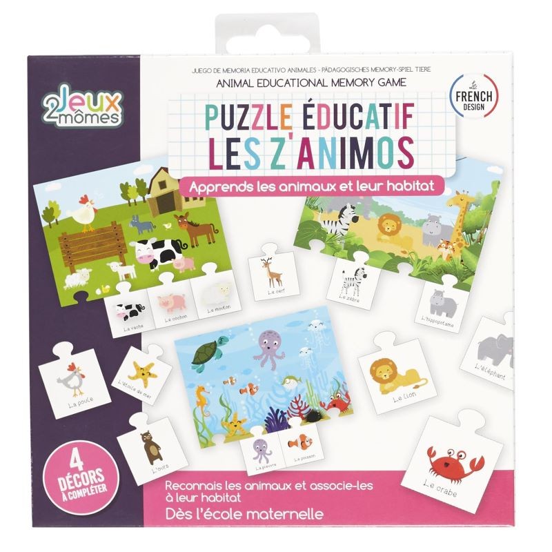 Puzzle les z'animos - 4 puzzles sur les animaux et leur habitat