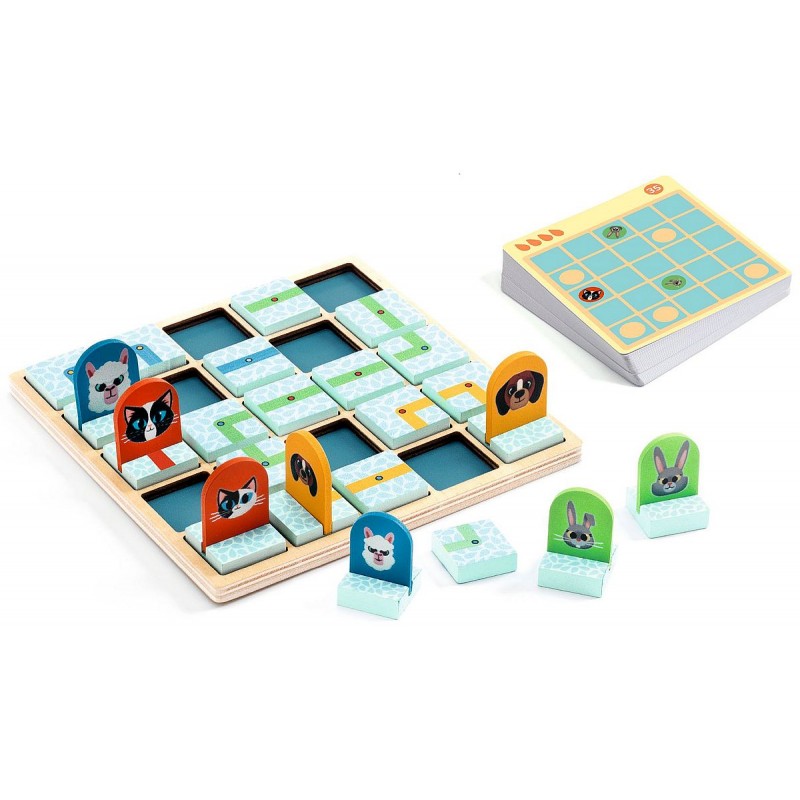 Jeu de logique pour créer des chemins entre les animaux.