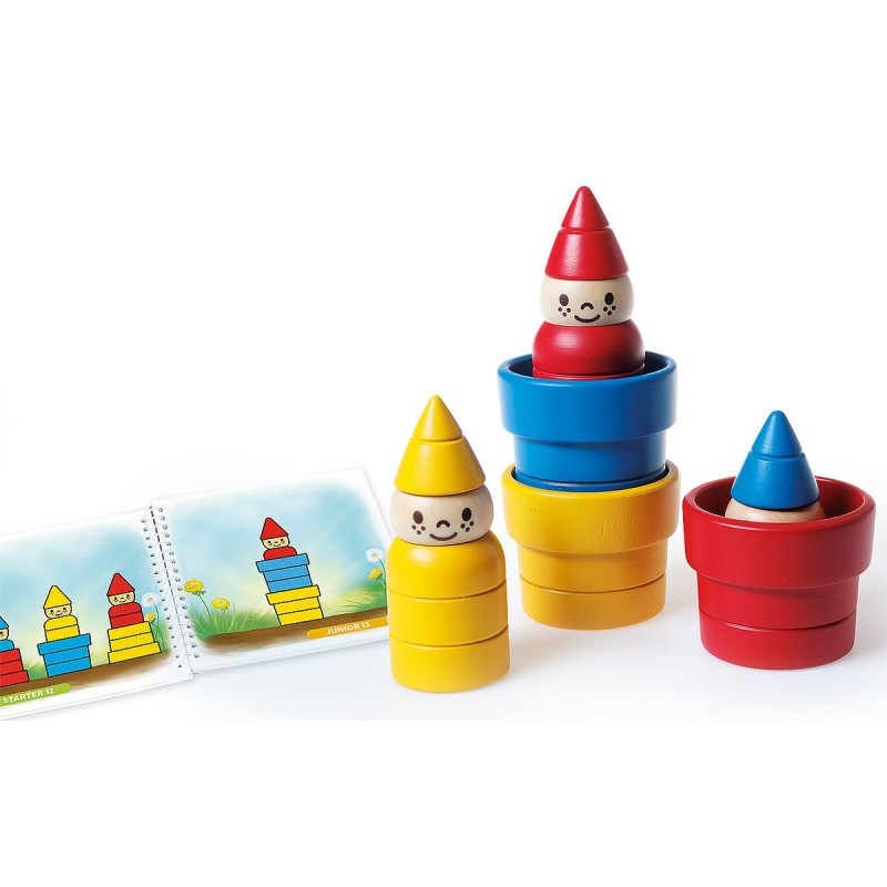 Jeu de logique en bois pour les plus jeunes avec des lutins facétieux.