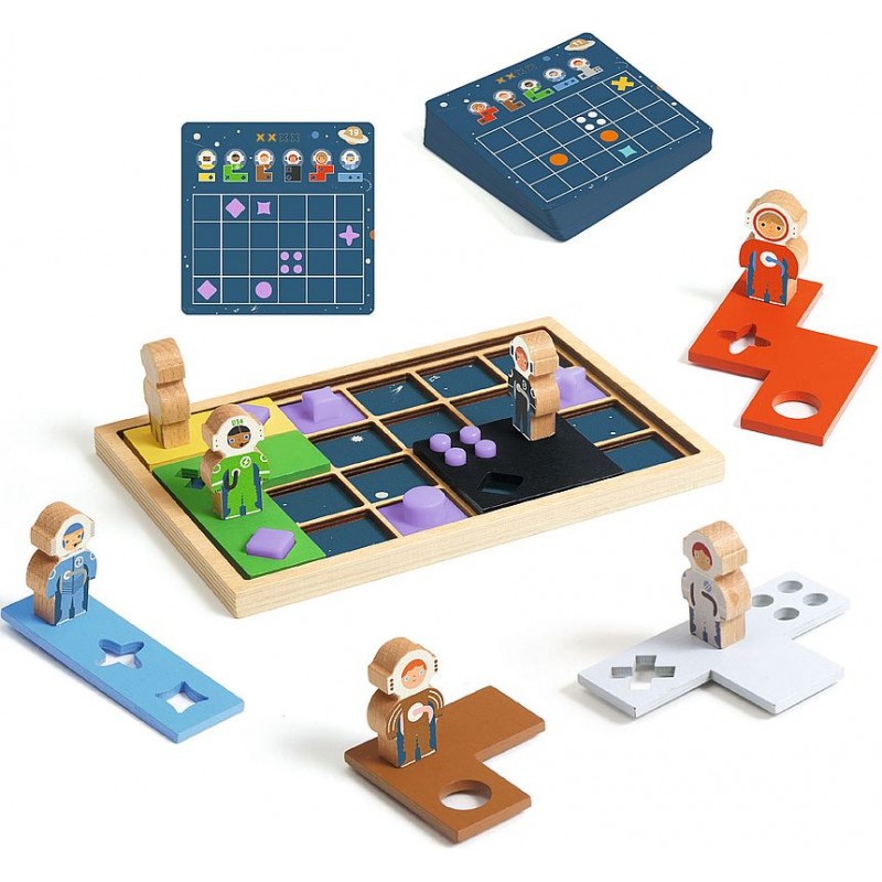 Jeu de logique pour arrimer chaque astronaute à une station spatiale.