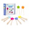 Lot de 6 grandes pinces en bois