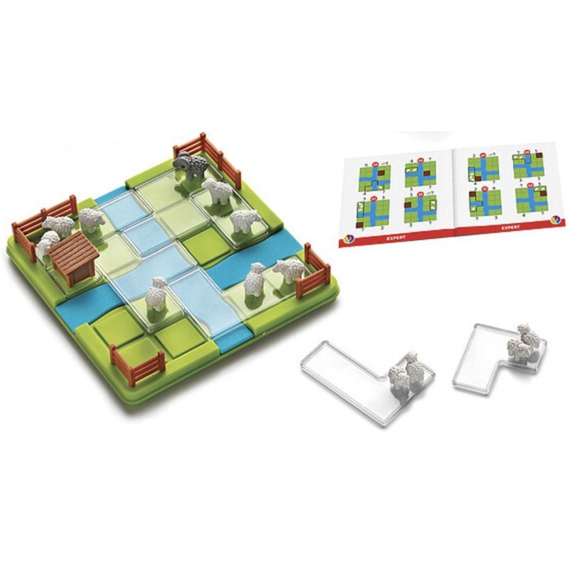 Jeu de logique pour ranger les moutons et le bélier dans les prés.