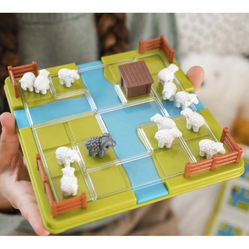 Jeu de logique pour ranger les moutons et le bélier dans les prés.