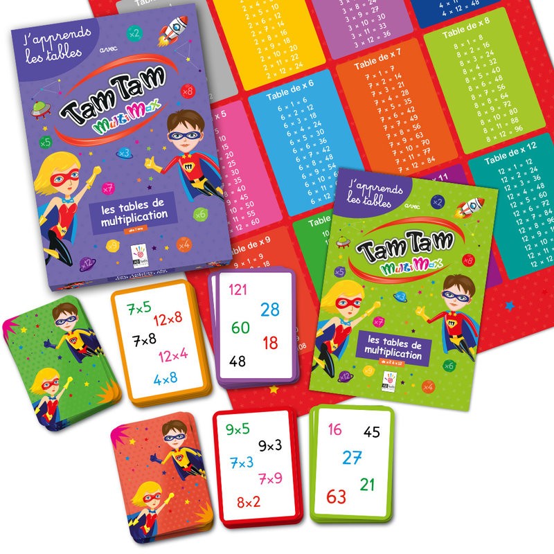Tam tam Multimax - Coffret Multiplication - 2 jeux pour apprendre et réviser les tables de multiplication.