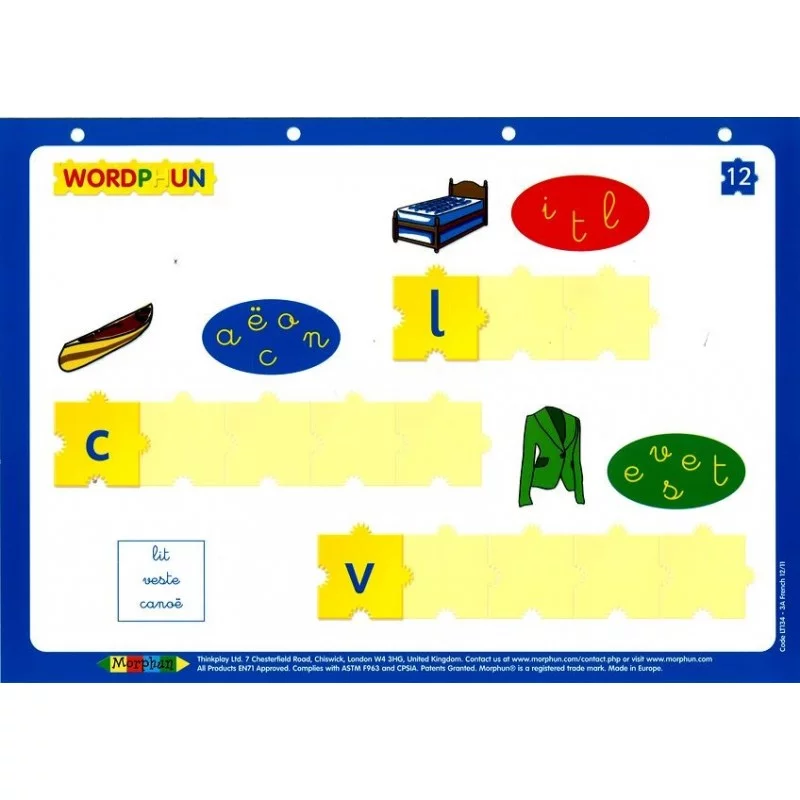 Morphun lettres, fiches 5/6 ans